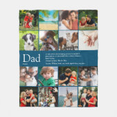 Papa Vader Definitie 16 Foto Collage Blauw Fleece Deken (Voorkant)