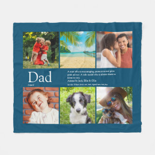 Papa Vader Definitie 6 Fotocollage Blauw Fleece Deken