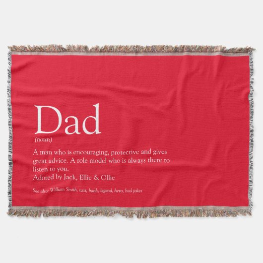 Papa, vader definitie modern leuk rood deken (Voorkant)