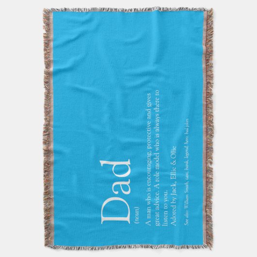 Papa, vader, definitie moderne lucht blauw deken (Voorkant Verticaal)