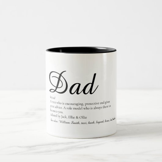 Papa, Vader Definitie Script Pret Tweekleurige Koffiemok (Center)