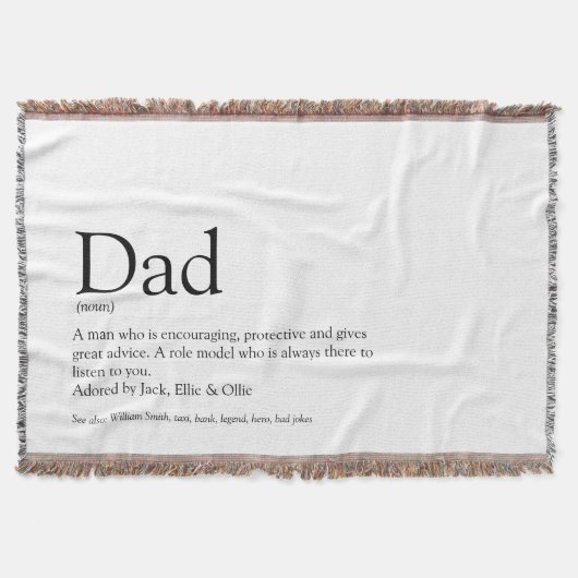 Papa, vader definitie zwart en wit deken (Voorkant)