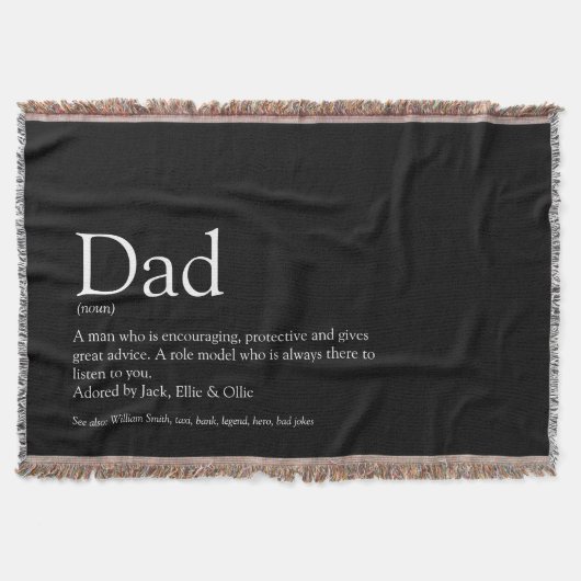 Papa, vader definitie zwart en wit deken (Voorkant)