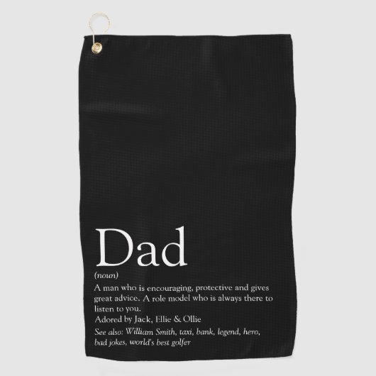 Papa, vader definitie zwart en wit golfhanddoek (Voorkant)