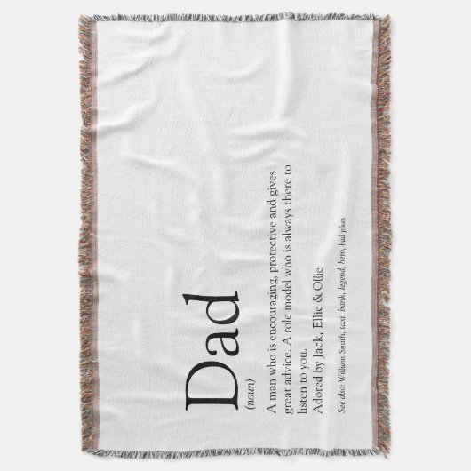 Papa, vader definitie zwart-wit deken (Voorkant Verticaal)