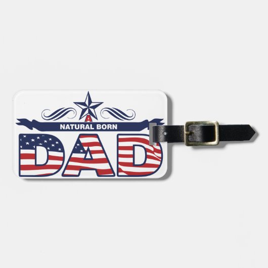 Papa, Vader, een Natuurlijke Geboren Papa Bagagelabel (Voorkant horizontaal)