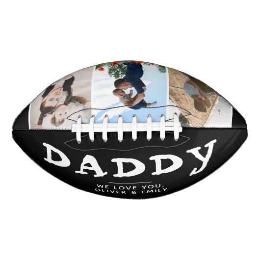 Papa vader Familie 3 Foto Collage Keepslag Black American Football (Voorkant)