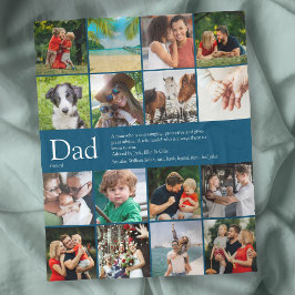 Papa Vader Foto Collage 16 Foto's Blauw Fleece Deken