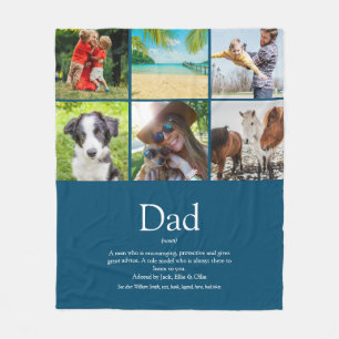 Papa Vader Foto Collage Blauw Definitie 6 Fleece Deken