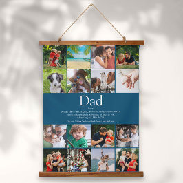 Papa Vader Foto Collage met 16 foto's Blauw Hangend Wandkleed