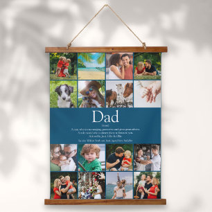 Papa Vader Foto Collage met 16 foto's Blauw Hangend Wandkleed