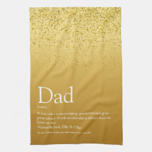 Papa, vader, papa definitie Gouden glitter Theedoek