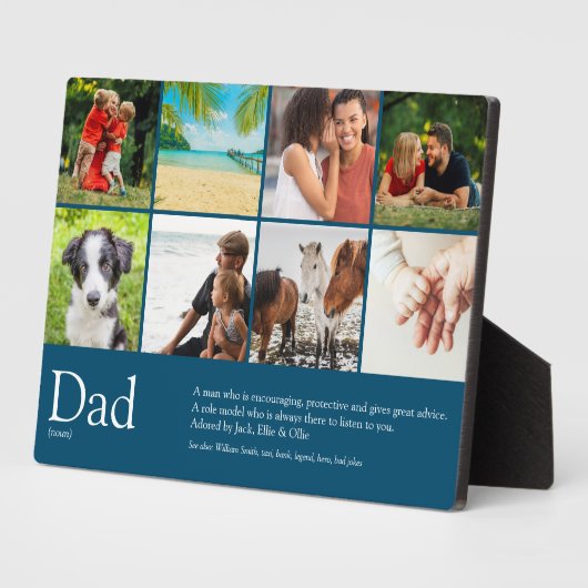 Papa, vader, pappa Definitie 8 foto collage Blauw Fotoplaat (Zijkant)