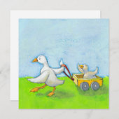 Papa - vader pappie eend baby in wagen leuke leuke kaart (Voorkant / Achterkant)