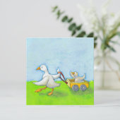 Papa - vader pappie eend baby in wagen leuke leuke kaart (Staand voorkant)