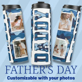 Papa Vaderdag aangepaste foto's blauw Thermosbeker