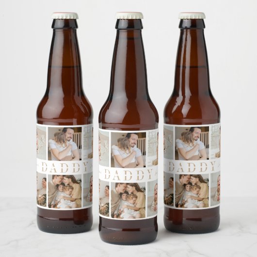 "Papa" Vaderdag Collage Kinder foto's Bierlabel Bier Etiket (Flessen)