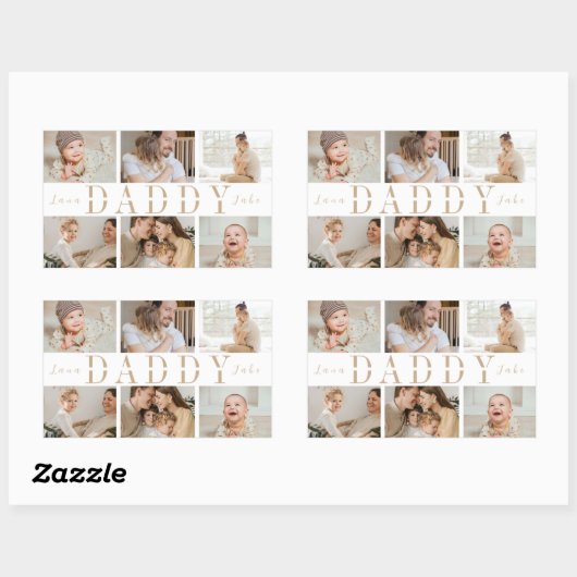 "Papa" Vaderdag Collage Kinder foto's Sticker (Vel)