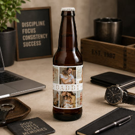 "Papa" Vaderdag Collage Kinderfoto's Bierlabel Bier Etiket