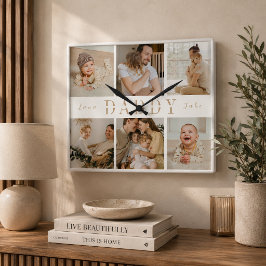 "Papa" Vaderdag Kinderen Collage Wandklok