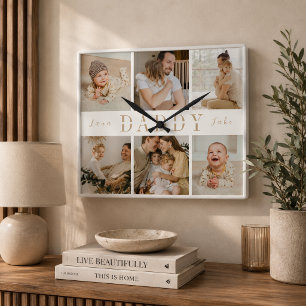 "Papa" Vaderdag Kinderen Collage Wandklok