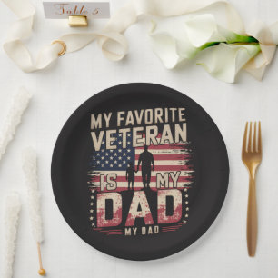 Papa Vaderdag Mijn favoriete veteraan Papieren Bordje