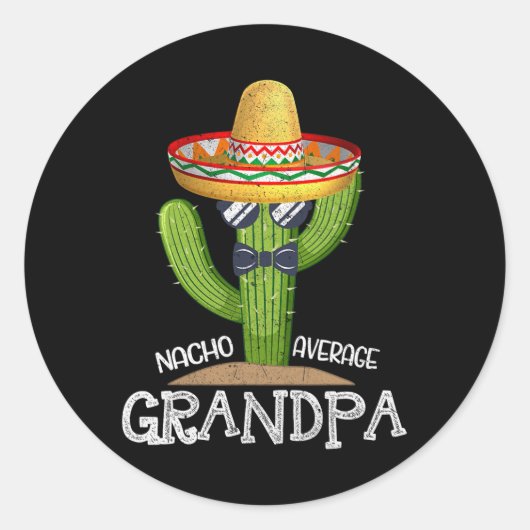 Papa Vaderdag Nacho Gemiddelde Opa Cinco D Ronde Sticker (Voorkant)