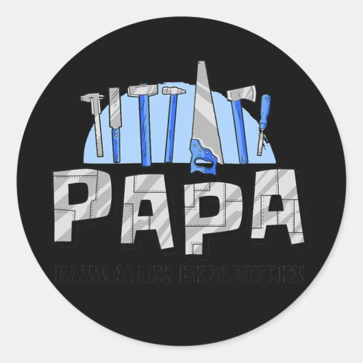Papa Vaderdag Papa kann alles Repairen Ronde Sticker (Voorkant)