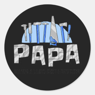 Papa Vaderdag Papa kann alles Repairen Ronde Sticker