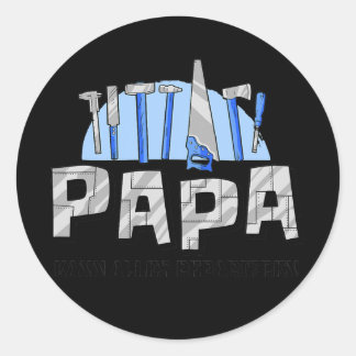 Papa Vaderdag Papa kann alles Repairen Ronde Sticker