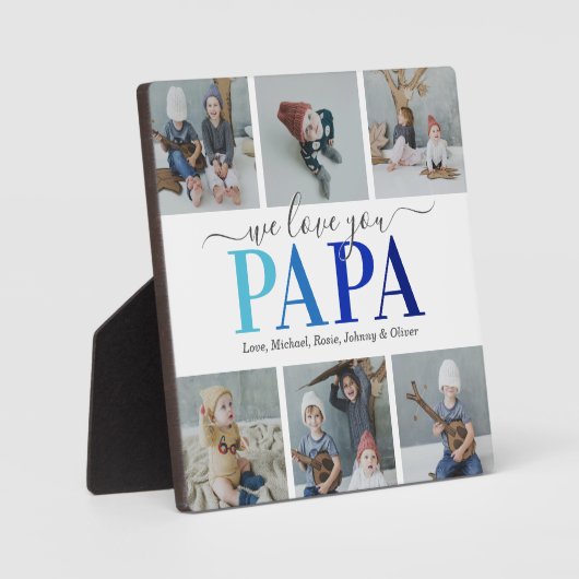 Papa Vaderdag Photo Collage Plaque Fotoplaat (Voorkant)
