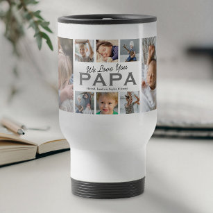 Papa Vaderdag Photo Collage Travel Mug Reisbeker