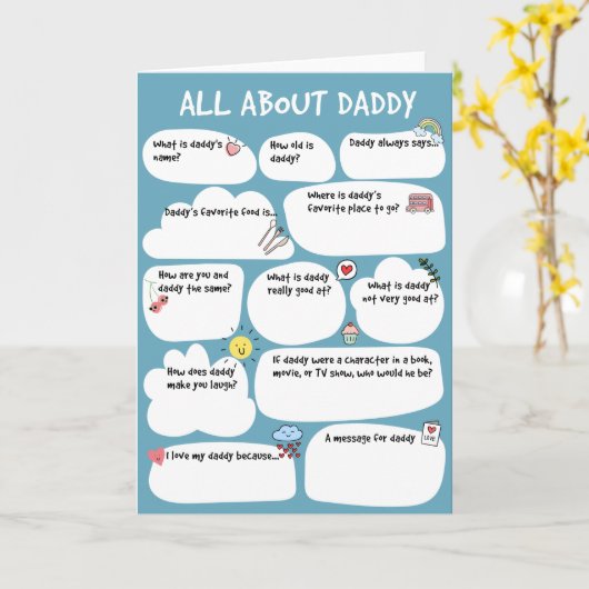 PAPA Vaderdag Questionnaire Kaart (Gele Bloem)