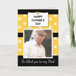 Papa Vaderdag zwart en geel foto begroeting Kaart