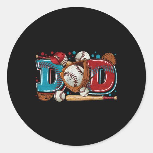 Papa  vaders dag bal softbal t-ball ronde sticker (Voorkant)