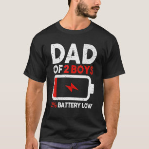 Papa van 2 jongens lage batterij t-shirt