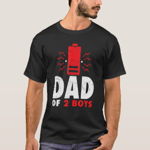 Papa van 2 twee jongens lage batterij Vaderdag T-shirt
