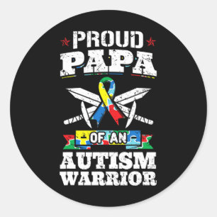 Papa van autisme warrior Awareness Ribbon F Ronde Sticker