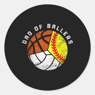 Papa van Ballers Fun Softbal Volleybal Basketbal Ronde Sticker