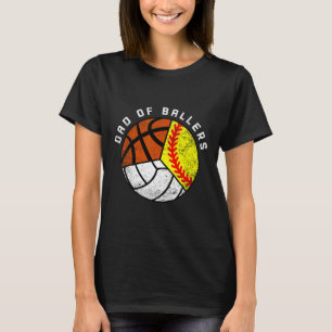 Papa van Ballers Fun Softbal Volleybal Basketbal T-shirt