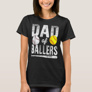 Papa van Ballers Honkbal Softbal Vaderdag Papa T-shirt
