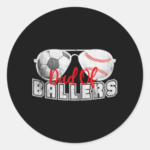 Papa van Ballers Honkbal Voetbal Vaders Dag Ronde Sticker