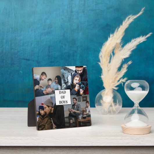 Papa van Boys Vaderdag Custom 4 Foto Collage Fotoplaat (Insitu)