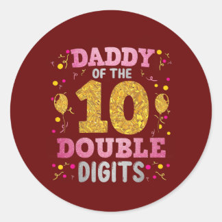 Papa van de 10e verjaardag met twee cijfers ronde sticker
