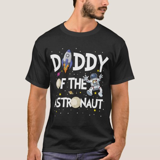 Papa van de Astronaut Space Theme Birthday Party T-shirt (Voorkant)