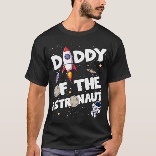 Papa van de Astronaut Space Theme Birthday Party T-shirt (Voorkant)
