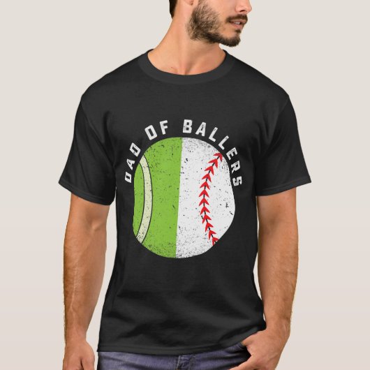 Papa van de Ballers Baseball Tennis Player T-shirt (Voorkant)