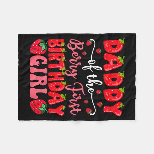 Papa van de bes eerste verjaardag meisje aardbei  fleece deken (Voorkant (Horizontaal))