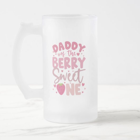 Papa van de bes Sweet One Aardbei Verjaardag Matglas Bierpul (Links)