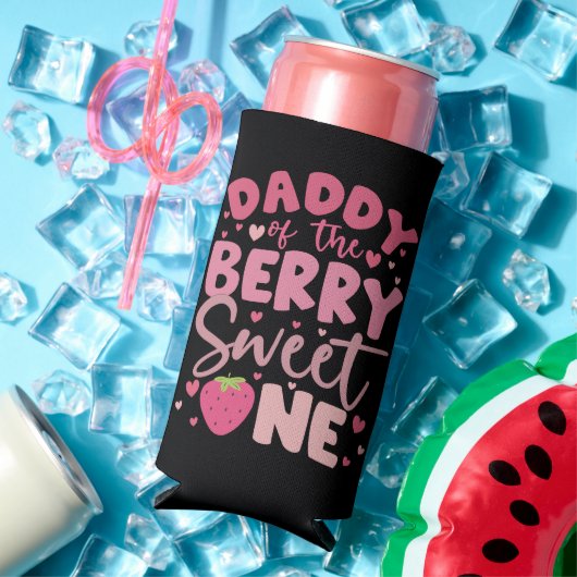 Papa van de bes Sweet One Aardbei Verjaardag Seltzer Blikjeskoeler (Insitu Zomer)